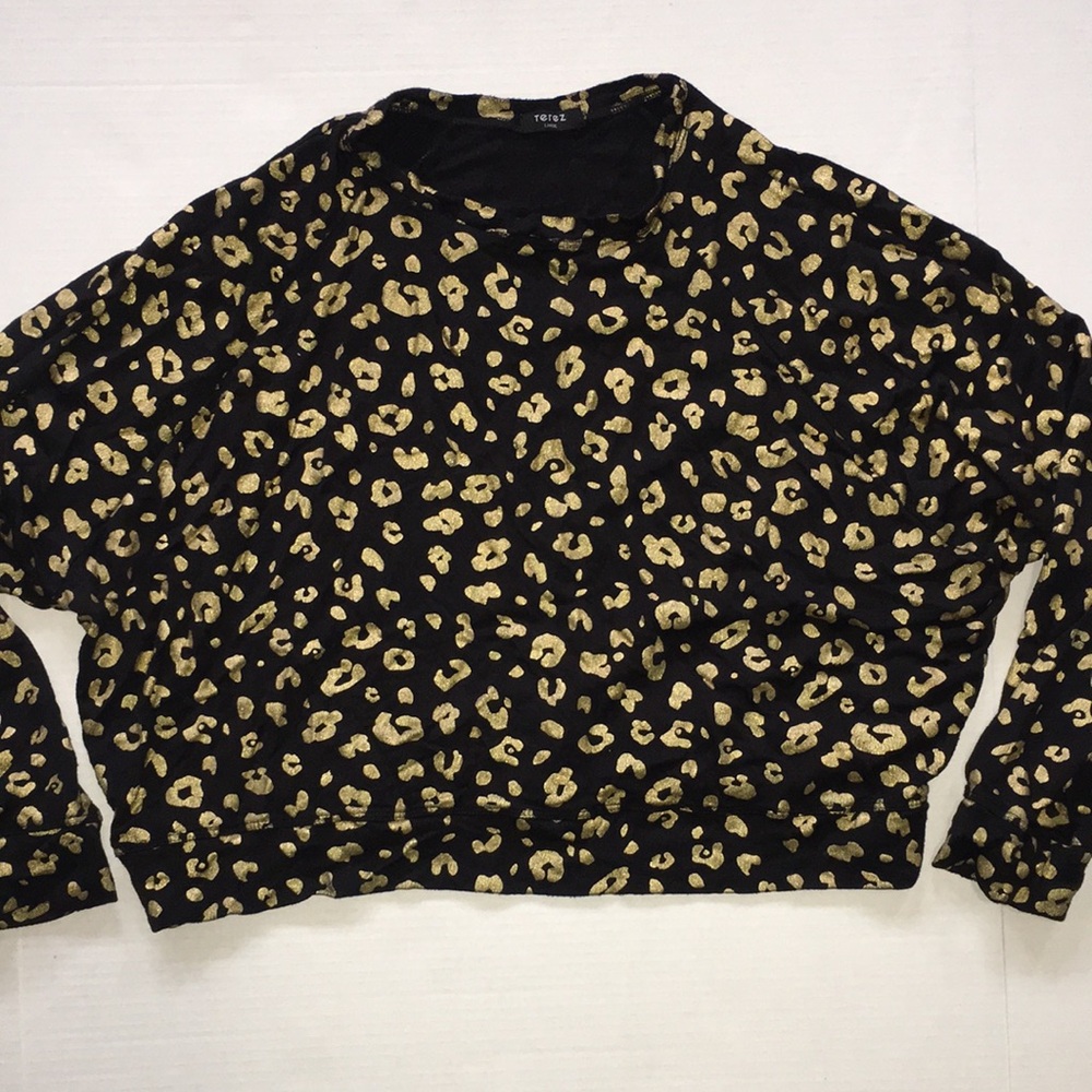 Terez Leopard Print Long Sleeve Pullover Sweatshirt – Size L